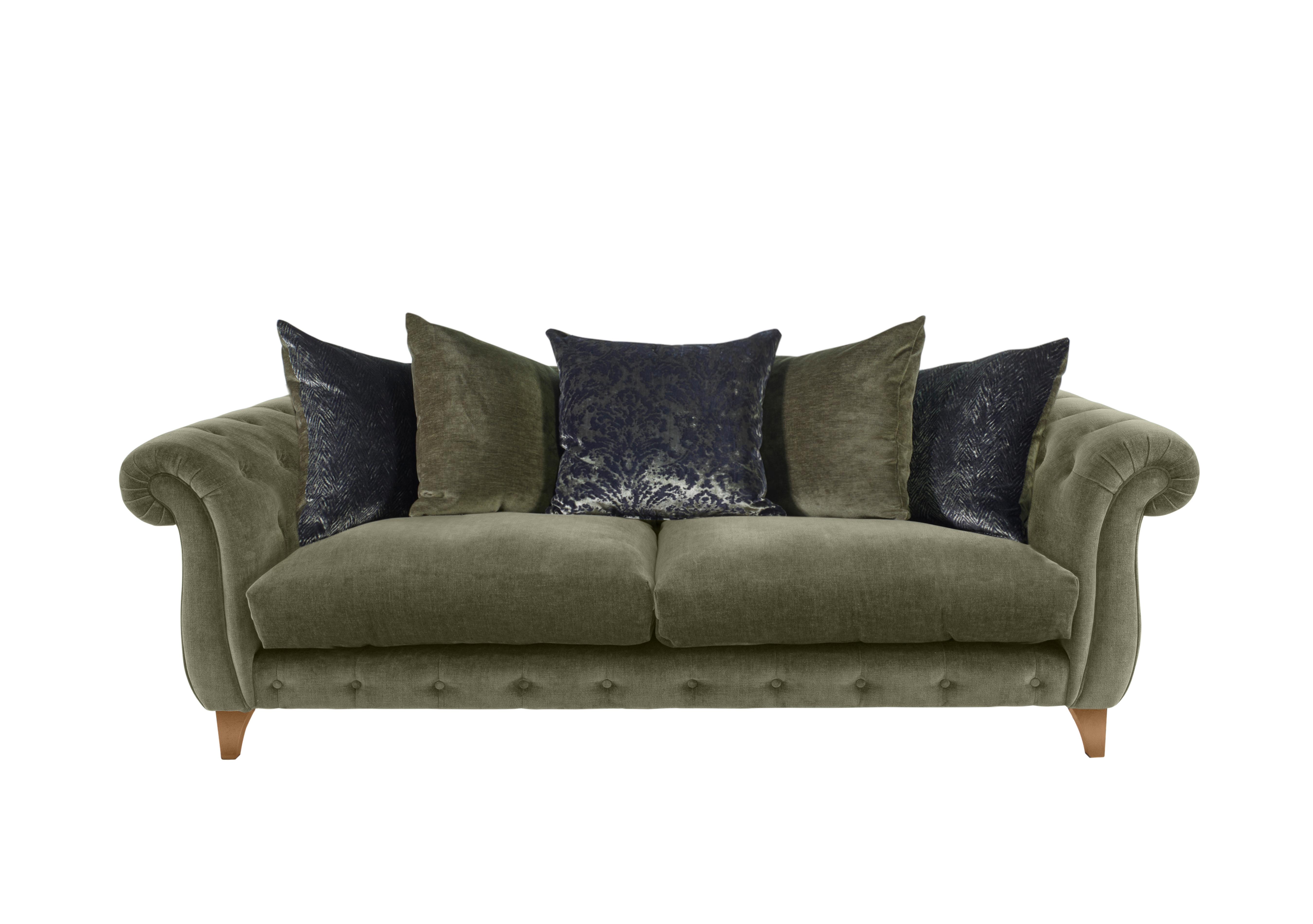 Boutique Palace Fabric 4 Seater Scatter Back Sofa in Derwent Moss - Olive on Furniture Village